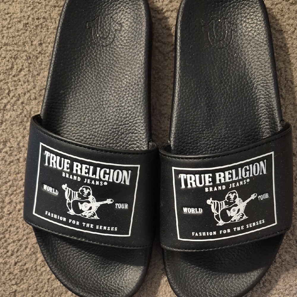 True Religion Black Logo Slides
